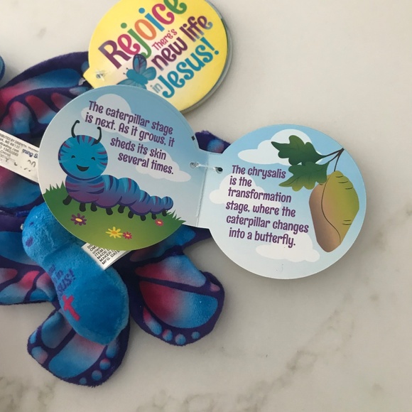 Rejoice There's New Life In Jesus Butterfly and Mini Book 12 pages Super soft - Picture 3 of 4